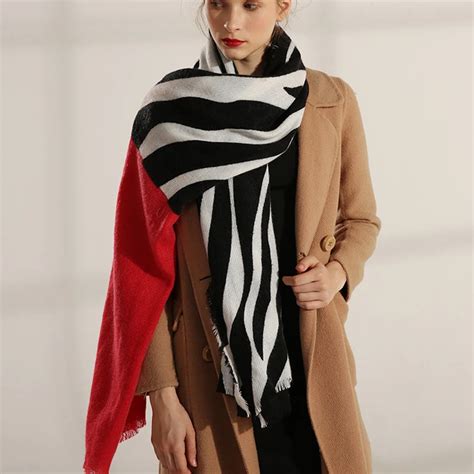 Женский шарф с принтом зебры, мягкие женские зимние шарфы, Женское ...