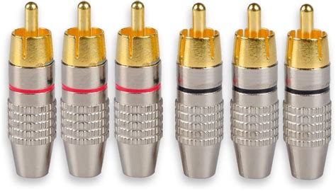 Dcfun Rca Male Plug Adapter Audio Phono Gold Plated Solder Connector Hi End 6