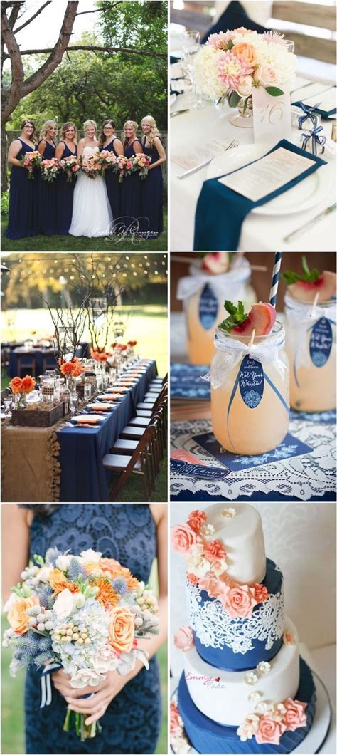 Peach And Classic Navy Blue Inspired Wedding Ideas Weddinginclude