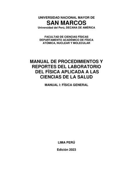 Manual De Procedimientos Y Reportes Del Laboratorio De La Física