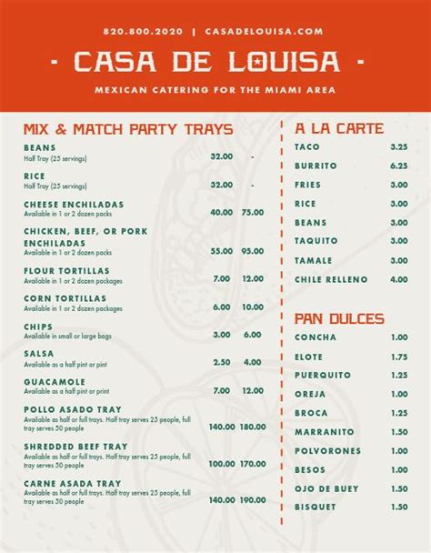 Mexican Food Catering Menu Design Template by MustHaveMenus