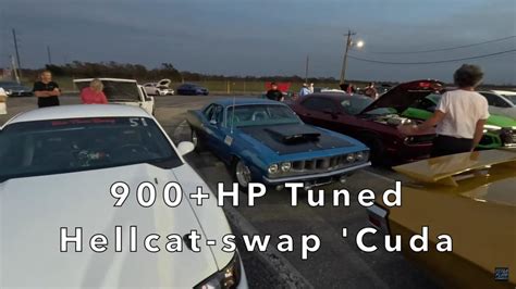 Tesla Model S Plaid On Drag Radials Faces Off Against 900 Hp Hellcat Swapped Cuda In Epic Rematch