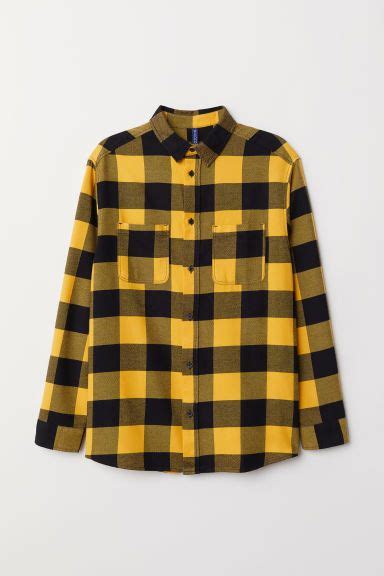 Cotton Flannel Shirt Yellow Clothes Yellow Plaid Shirt Yellow Shirts