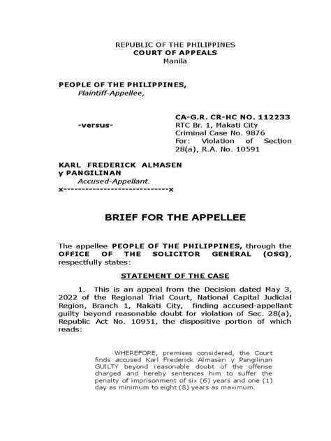 Sample Appellee S Brief Court Of Appeals Pdf Arrest Terry Stop