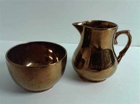 Vintage Wade Pottery Copper Luster Ware Creamer And Open Sugar Etsy