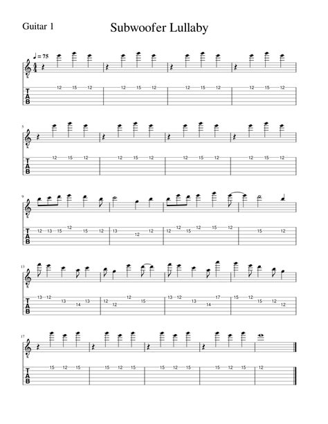 Subwoofer Lullaby C418 Sheet Music For Guitar Solo