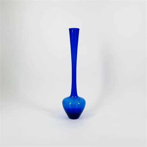 Mcm Cobalt Blue Glass Long Neck Bottle Vase Glass Et Cetera