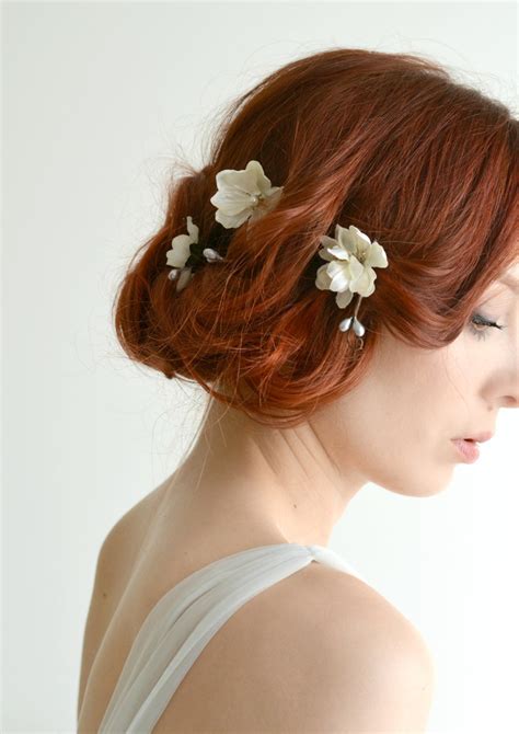 Ivory Flower Clips Wedding Bobby Pins Floral Clip Set Hair Etsy