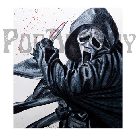 Ghostface Art Print, Horror Fantasy Art, Scream Scary Killer Art, Cult ...