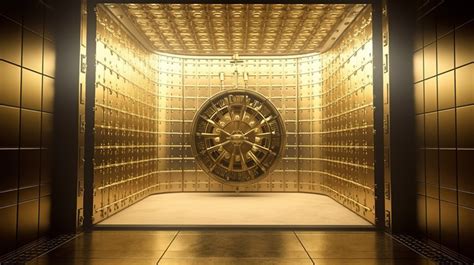 Monetary Old Gold Vault With Three Doors On One Wall Backgrounds