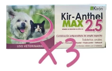 Kit De 3 Kir anthel Max2 5 Desparasitante Perro Gato 6tabs Envío gratis