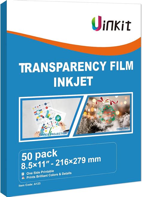 Uinkit Película de transparencia para inyección de tinta 50 hojas 8