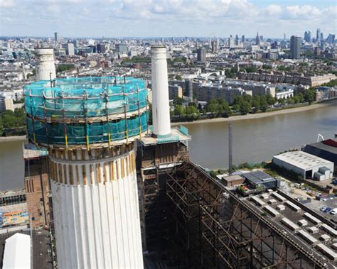 dismantling of battersea power station chimneys begins