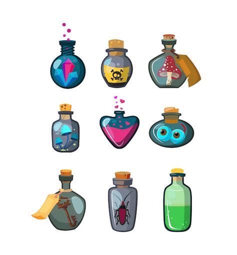 Set De Botellas De Pociones M Gicas Vector Gratis