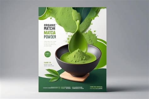 Realistic Detailed 3d Organic Japanese Matcha Powder Ads Banner Concept