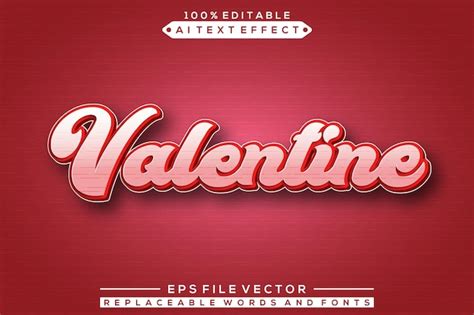 Valentine Text Effect Editable Vetor Premium