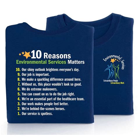 10 Reasons Environmental Services Matters 2 Sided T Shirt Positive