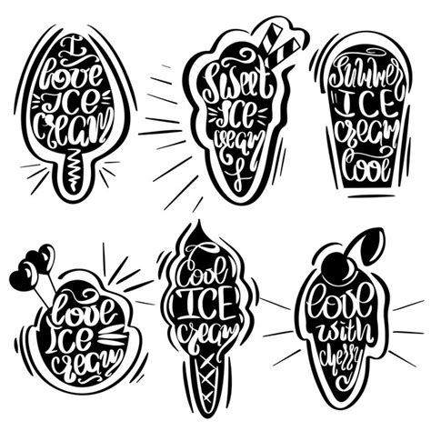 Premium Vector Handwritten Lettering Ice Cream Set Summer Ink