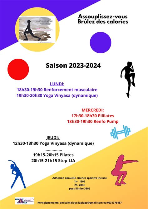 AFFICHE ACTIVITES GYM 2023 2024 Amicale Laïque Saint Jean de Monts