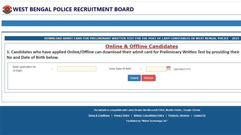 Wb Police Admit Card Lady Constable Released For Prelims Exam At