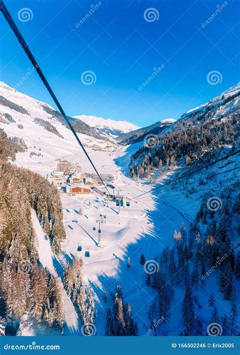 Cable Cars In Hintertux Glacier Ski Resort In Austria Stock Photo