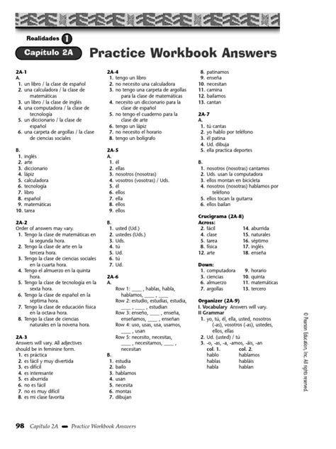 Realidades 1 Capitulo 4a 9 Answers 102554 Realidades 1 Capitulo 4a 9