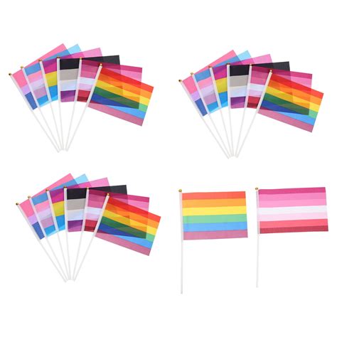 Rainbow Flag Set 20 Pcs Hand Held LGBT Flags Parade Stick Handheld