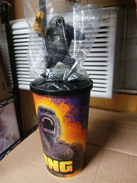 Amc Godzilla X Kong Popcorn Bucket And All 3 Soda Cups W Toy Toppers