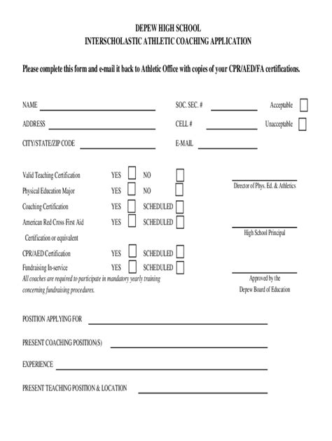 Fillable Online Interscholastic Sport Coaching Application Fax Email