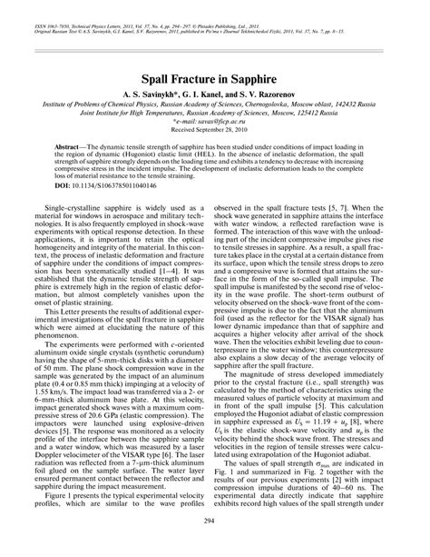 (PDF) Spall fracture in sapphire