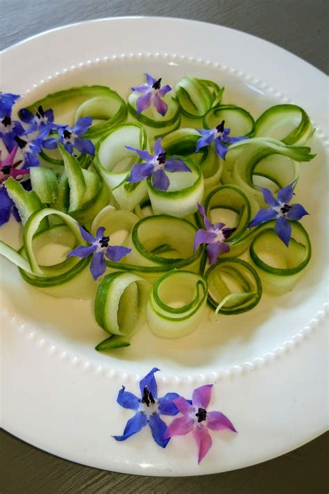 Cucumber Swirls With Blue Borage Borage Edible Flowers Swirls