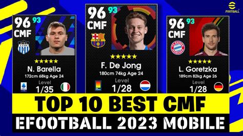 TOP 10 BEST CMF PLAYERS IN EFOOTBALL 2023 MOBILE BEST MIDFIELDERS