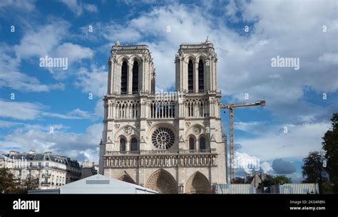 Photograph of Notre Dame, Paris, France during reconstruction after ...