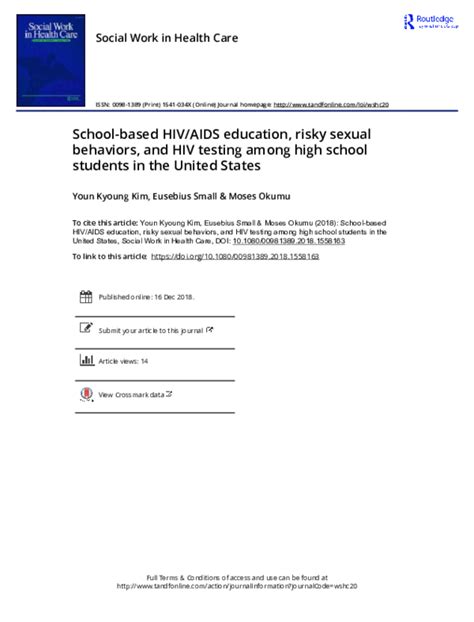 Pdf School Based Hivaids Education Risky Sexual Behaviors And Hiv Testing Among High School