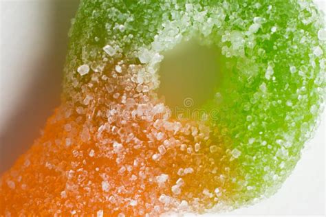 Colorful Sugar Coated Chewy Gummy Candy In White Background Stock Photo