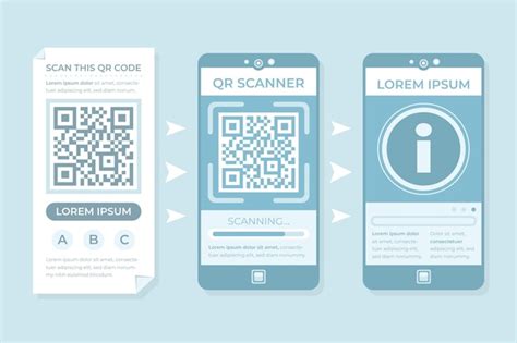 스마트 폰의 Qr 코드 스캔 단계 프리미엄 벡터