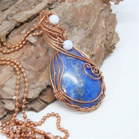 Gorgeous Copper Necklace With Lazulite Cabochon The British Craft House