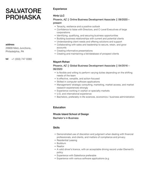 Business Development Associate Resume Samples Velvet Jobs