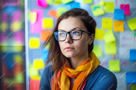 Premium Ai Image Artistic Portrait Of A Female Software Developer Wearing Trendy Glasses And A