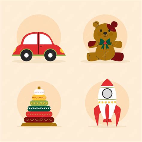 Free Vector Hand Drawn Flat Christmas Toys Collection