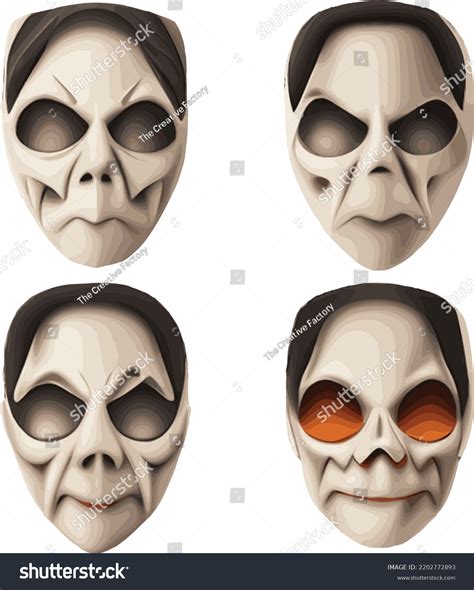 Collection 4 Halloween Masks Different Shapes Stock Vector (Royalty ...