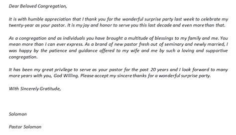 Pastor Appreciation Letter to Congregation and its example | Template Business PSD, Excel, Word, PDF