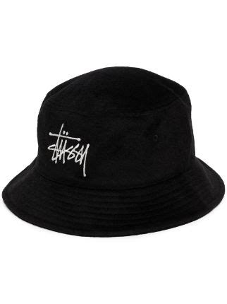 St Ssy Fuzzy Embroidered Logo Bucket Hat Farfetch