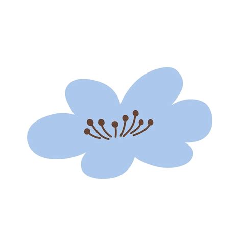 Süße blaue Blume isoliert auf weißem Hintergrund handgezeichnete flache