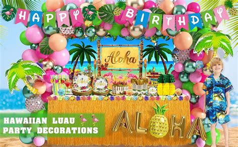 Luau Birthday Party Decorations 323pcs Hawaiian Tropical Aloha Party Supplies For