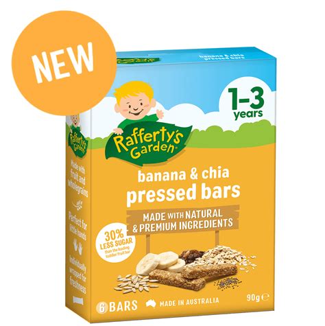 Banana And Chia Pressed Snack Bar Raffertys Garden