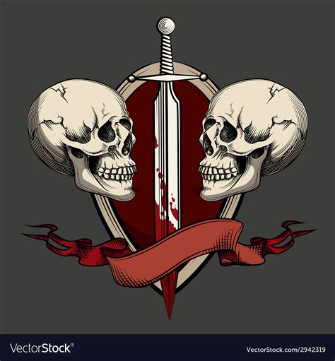 Two Skulls With Tattoo Royalty Free Vector Image