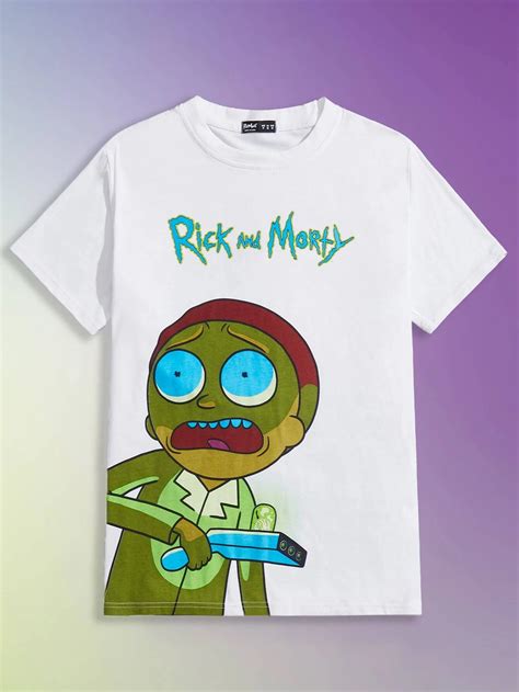 Rick And Morty Romwe Hombres Camiseta Con Letra Con Estampado De