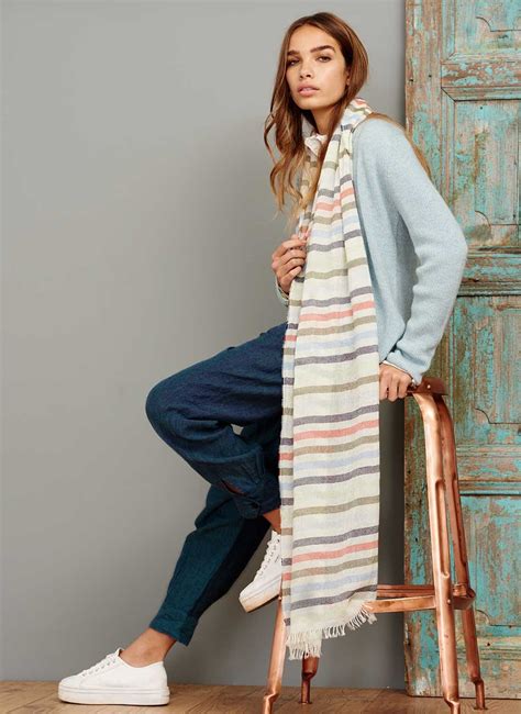 Multi Stripe Cashmere Stripe Stole Brora