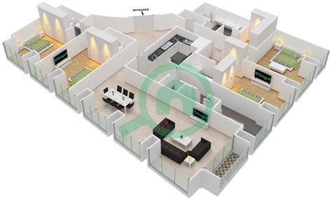 Floor Plans For Type Unit 4 1 4 Bedroom Apartments In Cayan Tower